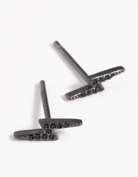 Matte Black Sterling Silver Lightning Stud Earrings - link has visual effect only