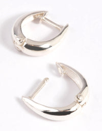 Sterling Silver Oval Hinge Huggie Hoop Earrings - link has visual effect only