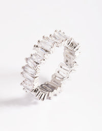 Rhodium Cubic Zirconia Jagged Band Ring - link has visual effect only