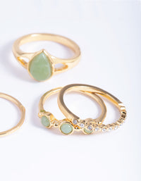 Gold Plated Diamante Pear Ring Stack Pack - link has visual effect only