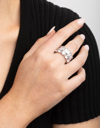 Silver Cubic Zirconia Baguette Ring Stack Pack - link has visual effect only