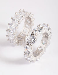 Silver Cubic Zirconia Baguette Ring Stack Pack - link has visual effect only