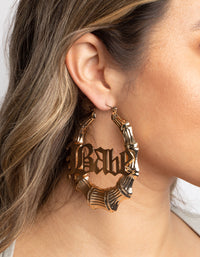 Gold Babe Bamboo Hoop Earrings - link has visual effect only