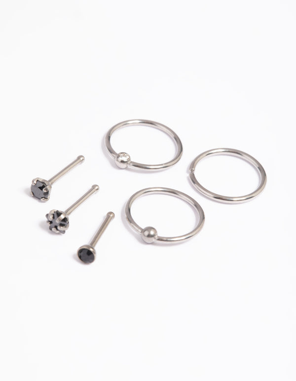 Titanium Crystal Nose Studs