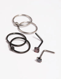 Matte Black & Red Titanium Nose Studs - link has visual effect only