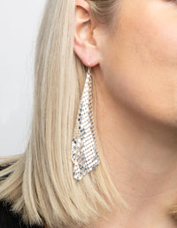 Rhodium Chain Mail Drop Earrings - link has visual effect only