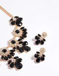 Black Mixed Stone Necklace & Earrings Set - link has visual effect only