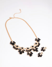 Black Mixed Stone Necklace & Earrings Set - link has visual effect only