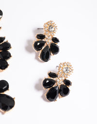 Black Mixed Stone Necklace & Earrings Set - link has visual effect only