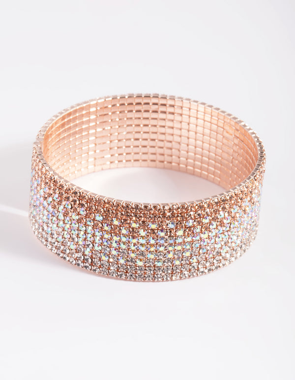 Rose Gold Diamante Ombre Cuff Bangle