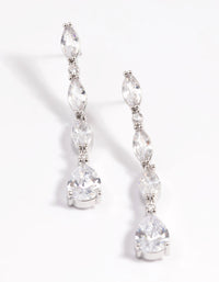 Silver Diamond Simulant Oval Drop Earrings - link has visual effect only