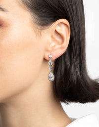 Rhodium Diamond Simulant Teardrop Earrings - link has visual effect only