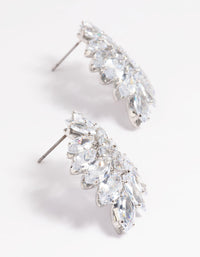 Silver Diamond Simulant Marquise Statement Earrings - link has visual effect only