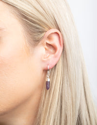 Purple Amethyst Shard Huggie-Hoop Earrings - link has visual effect only