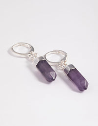 Purple Amethyst Shard Huggie-Hoop Earrings - link has visual effect only