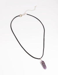 Amethyst Crystal Shard Suede Cord Necklace - link has visual effect only