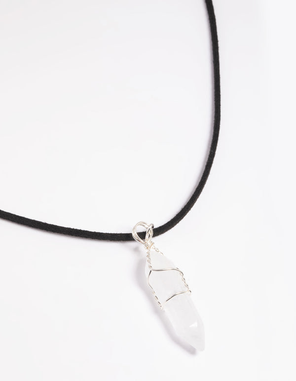 Clear Quartz Shard Cord Necklace