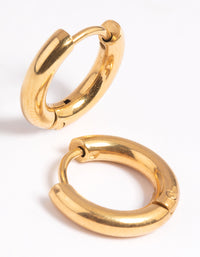 Gold Plated Surgical Steel Chunky Huggie Hoop Earrings - link has visual effect only