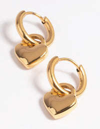 Gold Plated Surgical Steel Chunky Heart Huggie Hoop Earrings - link has visual effect only