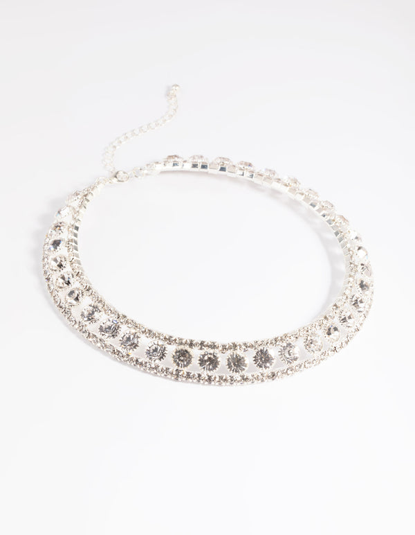 Silver Diamante Collar Choker