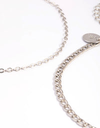 Silver Curb Chain Anklet Set - link has visual effect only