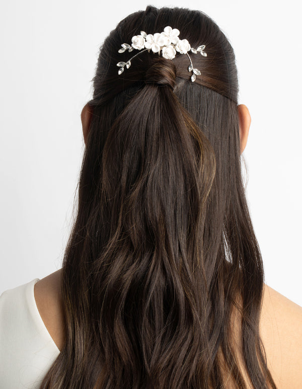 Silver Floral Hair Comb