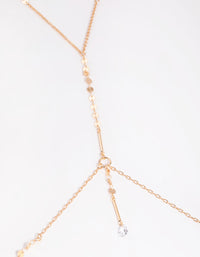 Gold Cubic Zirconia Body Chain - link has visual effect only