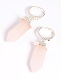 Rose Quartz Shard Huggie Hoop Earrings - link has visual effect only