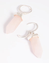 Rose Quartz Shard Huggie Hoop Earrings - link has visual effect only