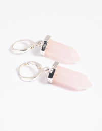 Rose Quartz Shard Huggie Hoop Earrings - link has visual effect only