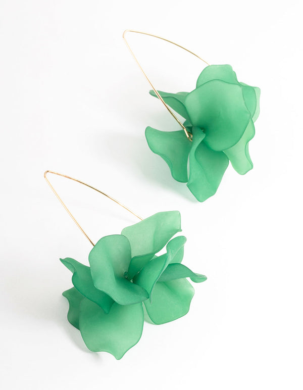 Green Frosted Flower Drop Earrings