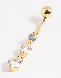 Gold Plated Surgical Steel Diamante Statement Belly Bar - link has visual effect only