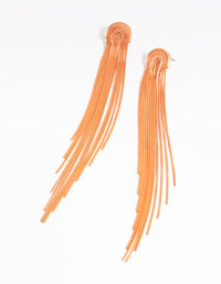 Orange Waterfall Chain Drop Earrings - link has visual effect only