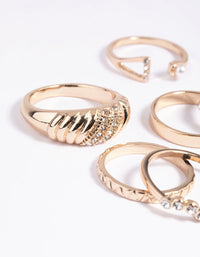 Gold Pearl Diamante Ring Stack Pack - link has visual effect only