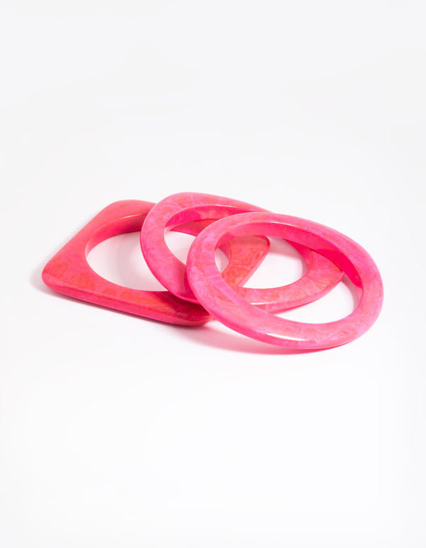 Pink Chunky Bangle Bracelet Pack