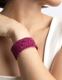 Matte Pink Embellished Stone Stretch Bracelet - link has visual effect only