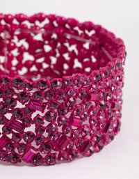 Matte Pink Embellished Stone Stretch Bracelet - link has visual effect only