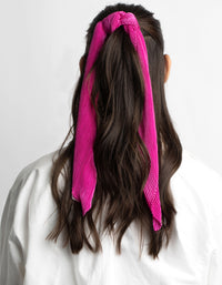 Pink Pleated Satin Bandana Hair Scarf - link has visual effect only