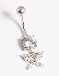 Platinum Plated Titanium Threadless Butterfly Belly Bar - link has visual effect only