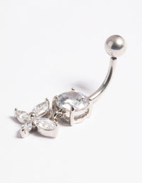 Platinum Plated Titanium Threadless Butterfly Belly Bar - link has visual effect only