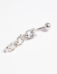 Platinum Plated Threadless Crystal Pear Belly Bar - link has visual effect only