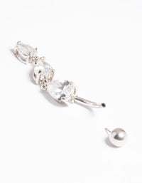 Platinum Plated Threadless Crystal Pear Belly Bar - link has visual effect only