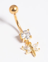 Gold Plated Titanium Threadless Dragonfly Belly Bar - link has visual effect only