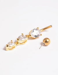 Gold Plated Titanium Threadless Crystal Pear Belly Bar - link has visual effect only