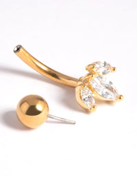 Gold Plated Titanium Threadless Leaves Belly Bar - link has visual effect only