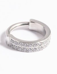 Platinum Plated Titanium Cubic Zirconia Clicker Ring - link has visual effect only