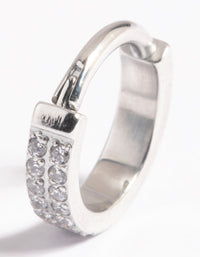 Platinum Plated Titanium Cubic Zirconia Clicker Ring - link has visual effect only