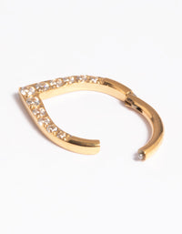 Gold Plated Titanium Cubic Zirconia Pear Clicker Ring - link has visual effect only