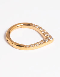 Gold Plated Titanium Cubic Zirconia Pear Clicker Ring - link has visual effect only