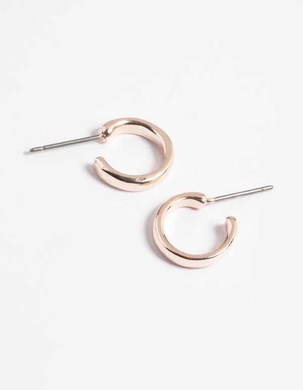 Rose Gold Rounded Huggie Hoop Earrings